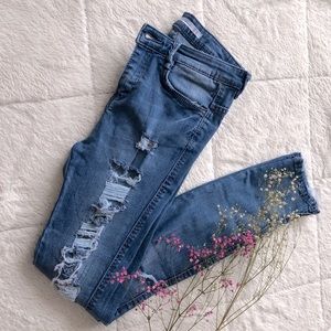ZARA Trafaluc High Waisted Distressed Jeans